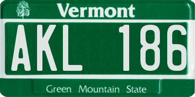 VT license plate AKL186