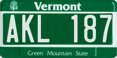 VT license plate AKL187