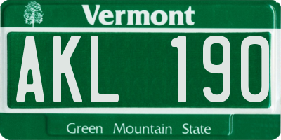 VT license plate AKL190