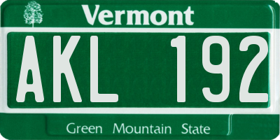 VT license plate AKL192