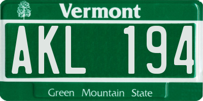 VT license plate AKL194