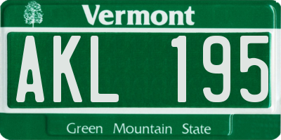 VT license plate AKL195