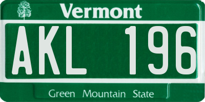 VT license plate AKL196