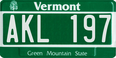 VT license plate AKL197