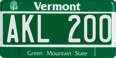 VT license plate AKL200