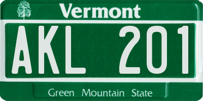 VT license plate AKL201