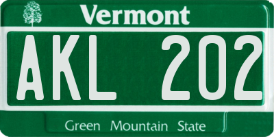 VT license plate AKL202