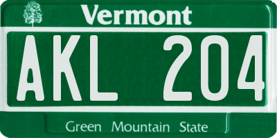 VT license plate AKL204