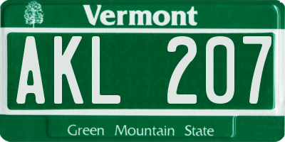 VT license plate AKL207