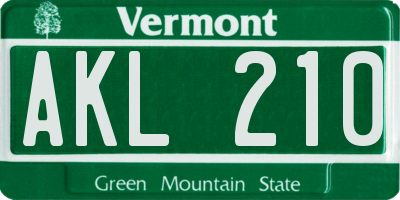 VT license plate AKL210