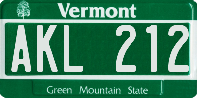 VT license plate AKL212