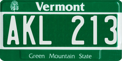 VT license plate AKL213