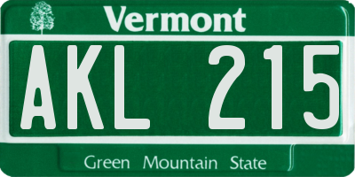 VT license plate AKL215