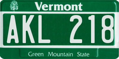 VT license plate AKL218