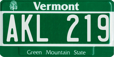 VT license plate AKL219