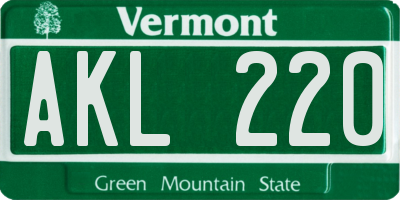 VT license plate AKL220