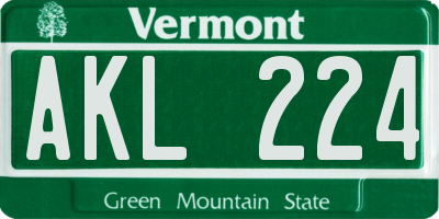 VT license plate AKL224
