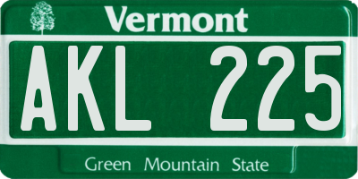 VT license plate AKL225