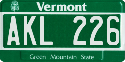 VT license plate AKL226