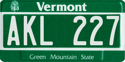 VT license plate AKL227