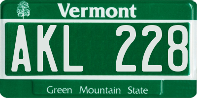VT license plate AKL228