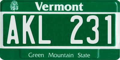 VT license plate AKL231