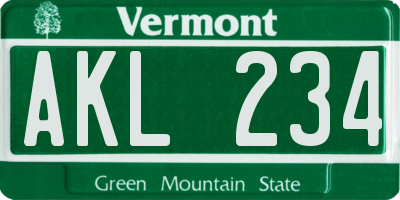 VT license plate AKL234