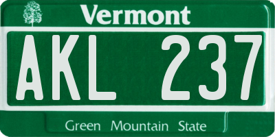 VT license plate AKL237