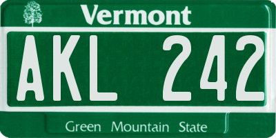 VT license plate AKL242