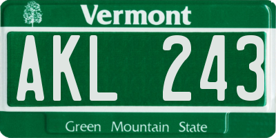 VT license plate AKL243