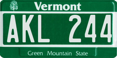 VT license plate AKL244