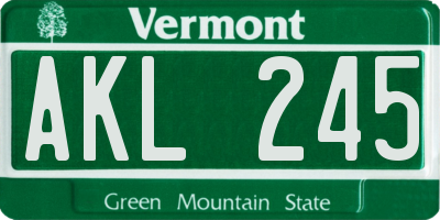 VT license plate AKL245