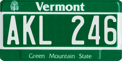 VT license plate AKL246