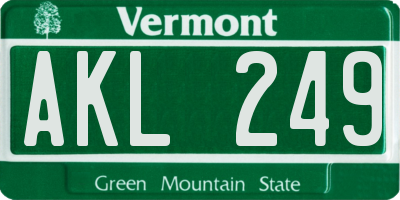 VT license plate AKL249