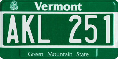 VT license plate AKL251