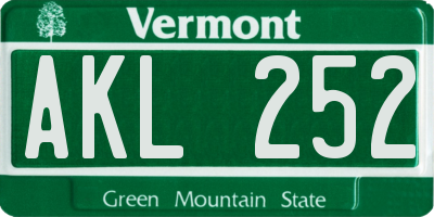 VT license plate AKL252