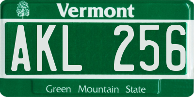 VT license plate AKL256