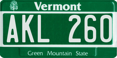 VT license plate AKL260