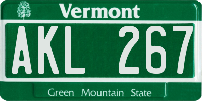 VT license plate AKL267