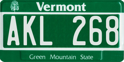 VT license plate AKL268