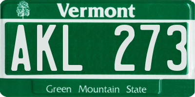 VT license plate AKL273