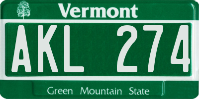 VT license plate AKL274