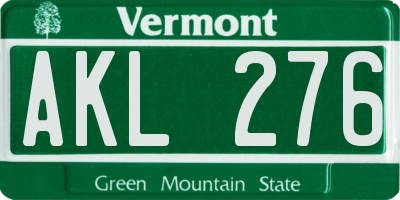 VT license plate AKL276