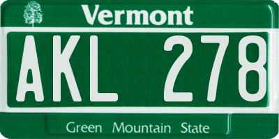VT license plate AKL278