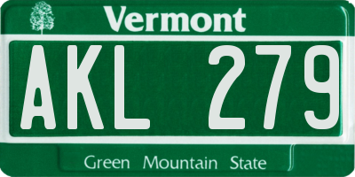 VT license plate AKL279