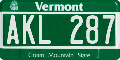 VT license plate AKL287