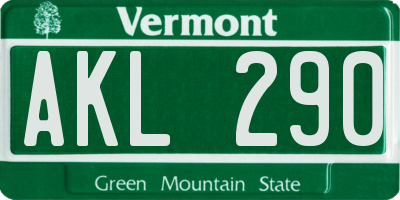 VT license plate AKL290