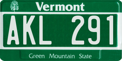 VT license plate AKL291