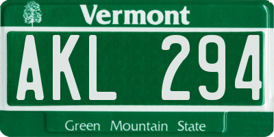 VT license plate AKL294