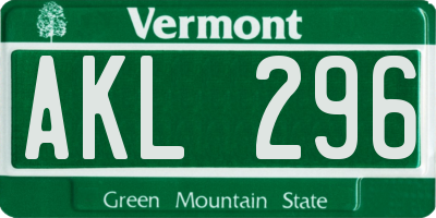 VT license plate AKL296